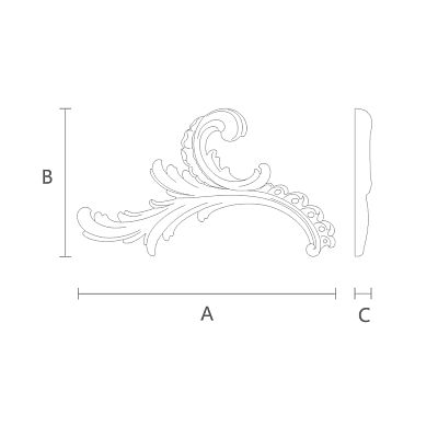 Резная накладка N-461L из дерева для декора чертеж