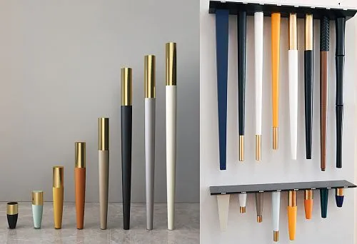 Коллекция элегантных мебельных ножек различных форм и расцветок для создания уникального дизайна.