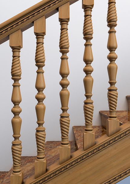 Необычная балясина из дерева L-030 для деревянной лестницы