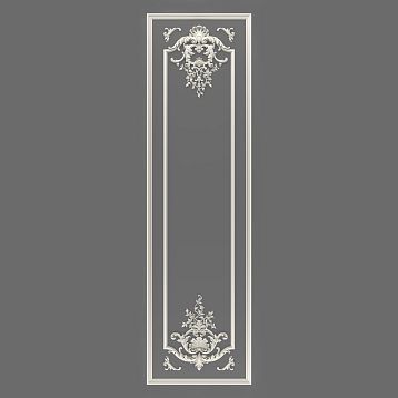 Лепной декор CPU-5-3: вертикальное панно в рамке из молдингов с барочным орнаментом, полиуретан, под покраску