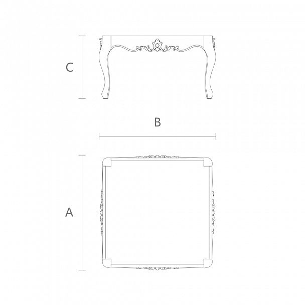 Чертеж резной каркас стола STL-006 из массива дерева