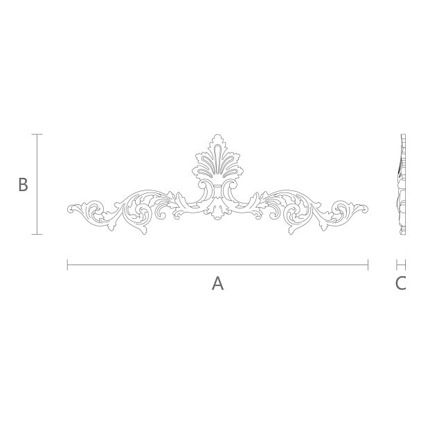 Резная накладка N-165  для декора межкомнатных дверей чертеж