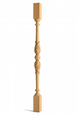 Модель L-024 – это деревянная балясина для лестницы с классическим дизайном  Балясина украшена резным декором в виде акантовых листьев