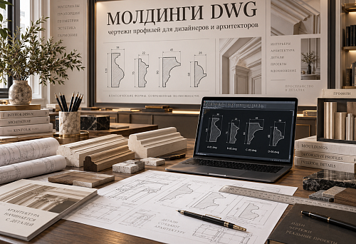 Молдинги DWG: чертежи профилей для дизайнеров и архитекторов