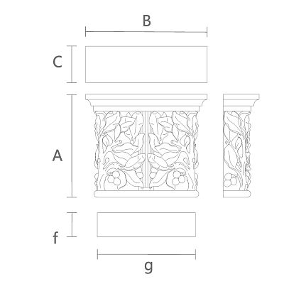 Капитель КЛ-054 Для Классического Интерьера чертеж