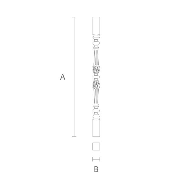 Балясина из дерева L-027 с разными видами резьбы чертёж
