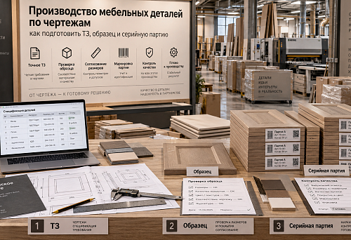 Производство мебельных деталей по чертежам: как подготовить ТЗ, образец и серийную партию