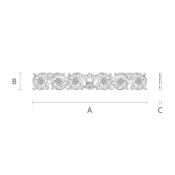 Деревянный декор N-076.1 резная горизонтальная накладка с растительным орнаментом из массива дерева для мебели и интерьера в классическом стиле