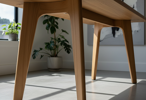 Современные деревянные ножки для стола из массива дуба в московском интерьере