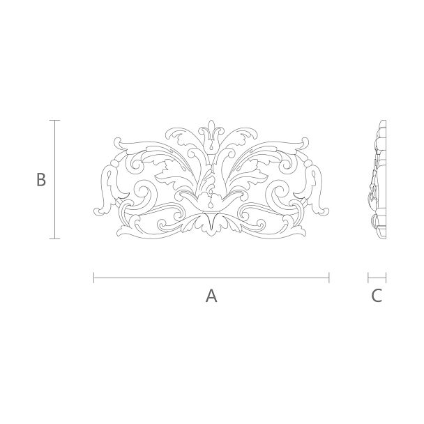 Элемент декора из дерева N-040 с резьбой по дереву в форме цветов чертеж