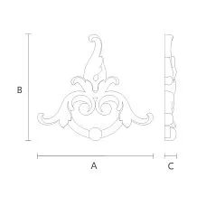Схематичное изображение размеров лепного декора NPU-302