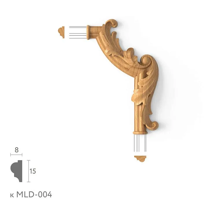 Декоративный элемент угловой MLD-4U-2.1R. Декор для молдингов. Изображение 69c291160b8c6