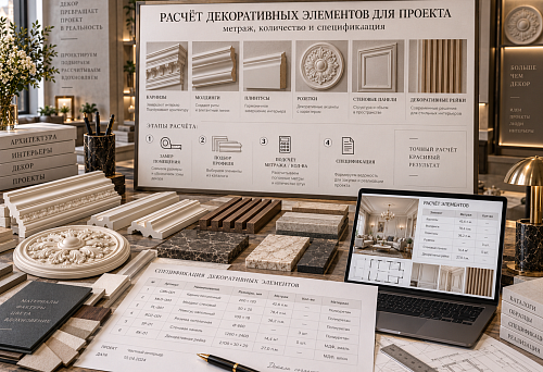 Расчёт декоративных элементов для проекта: метраж, количество и спецификация