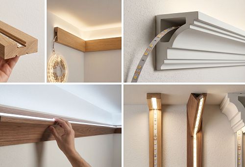 Потолочный плинтус с подсветкой: как выбрать карниз под LED-ленту