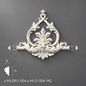 Лепнина из полиуретана MLDPU-4-2.1 для молдинга MLDPU-004 198×208×18 мм
