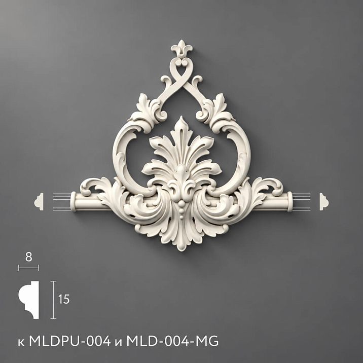 Лепнина из полиуретана MLDPU-4-2.1 для молдинга MLDPU-004 198×208×18 мм