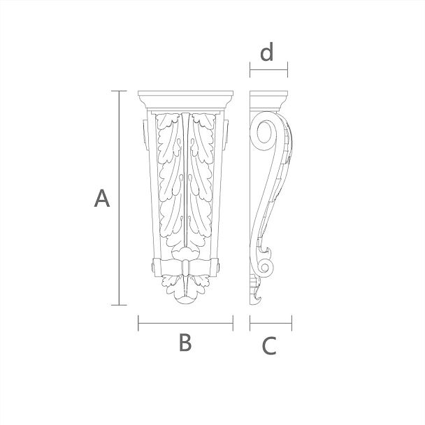 Декоративный кронштейн премиального качества KR-033 чертеж