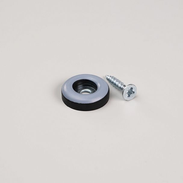 Подпятник FUR-021 круглый D19 мм, под саморез  Поставляется в комплекте с универсальным оцинкованным саморезом 3,5х20 (потайная головка, крестообразный шлиц)