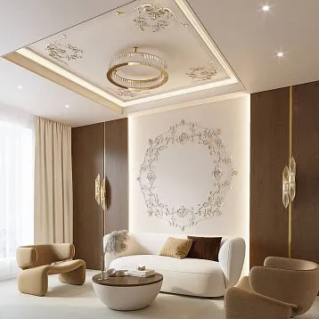 Комплект лепного декора CPU-P2 для потолка в классическом стиле