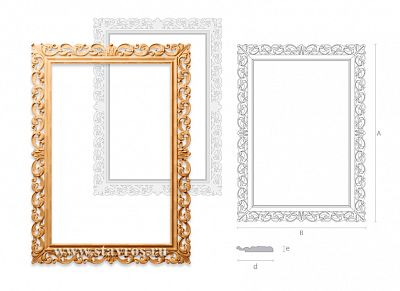 Резная рама RM-020 для зеркал и портретов  На изделии выполнен модульный растительный орнамент в классическом стиле