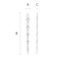 Чертёж лепного декора NPU-502 из полиуретана с размерами 35 × 300 × 9 мм
