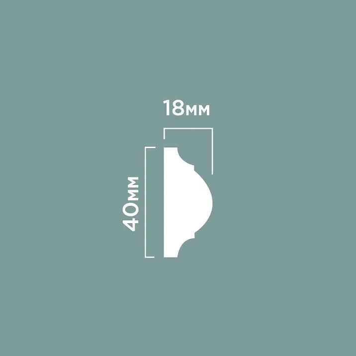 Молдинг D40 ПОЛИСТИРОЛ HI WOOD 40мм х 18мм х 2,0м чертеж