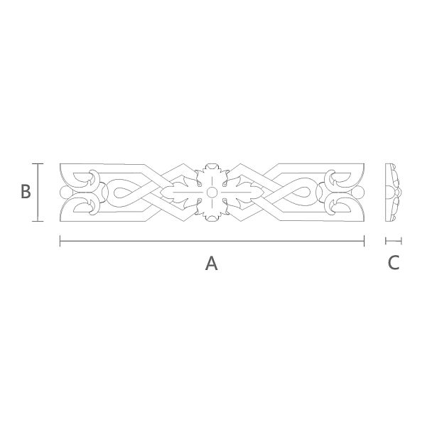 Резная накладка N-333 - декоративный элемент из дерева с красивой резьбой чертеж