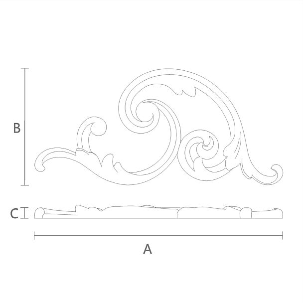 Накладка деревянная N-298R для украшения чертеж