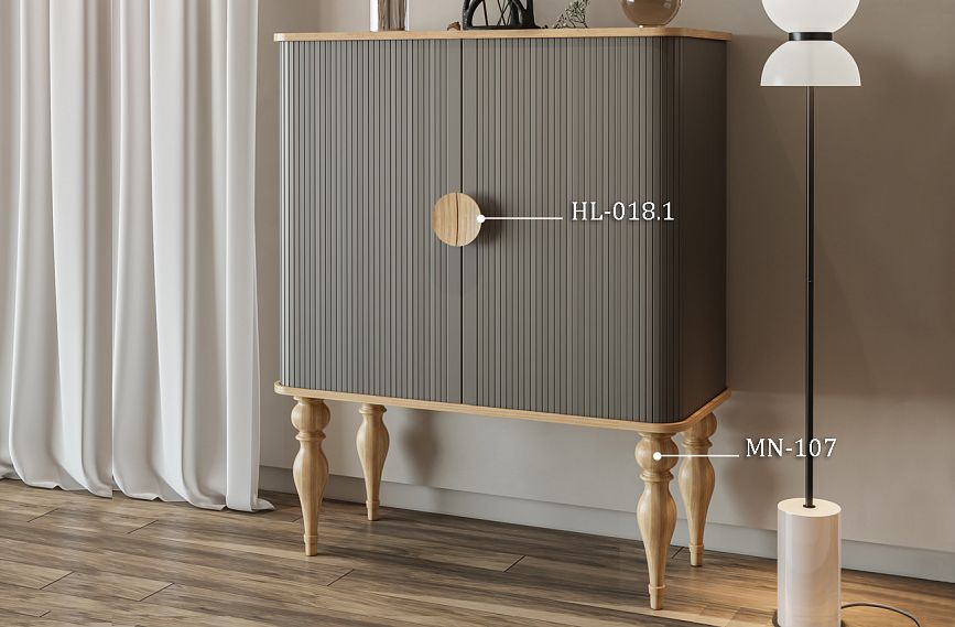 Комод KMD-025 с ультрасовременным дизайном, включая ручки Duet HL-018.1 и точеные ножки MN-107.