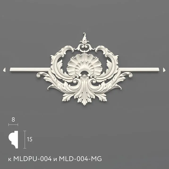 Универсальный центровой молдинг NPU-00417.4 полиуретан - для классического и современного интерьера