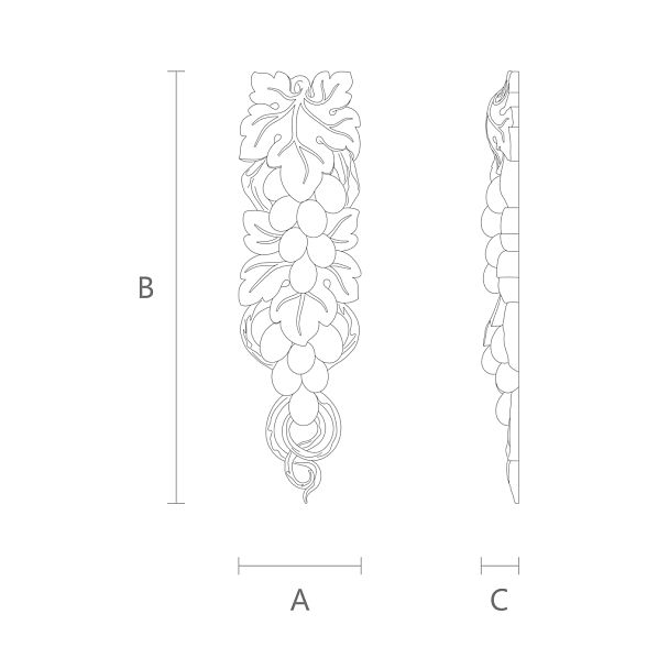 Резная накладка N-259 от магазина декора для интерьера Stavros чертеж