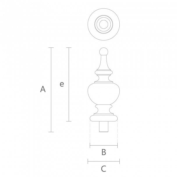 Навершие на столб L-115 из дерева дуба или бука чертеж