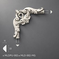 Угловой декор для молдинга MLDPU-2U-1.1 из полиуретана для MLDPU-002 и MLD-002-MG