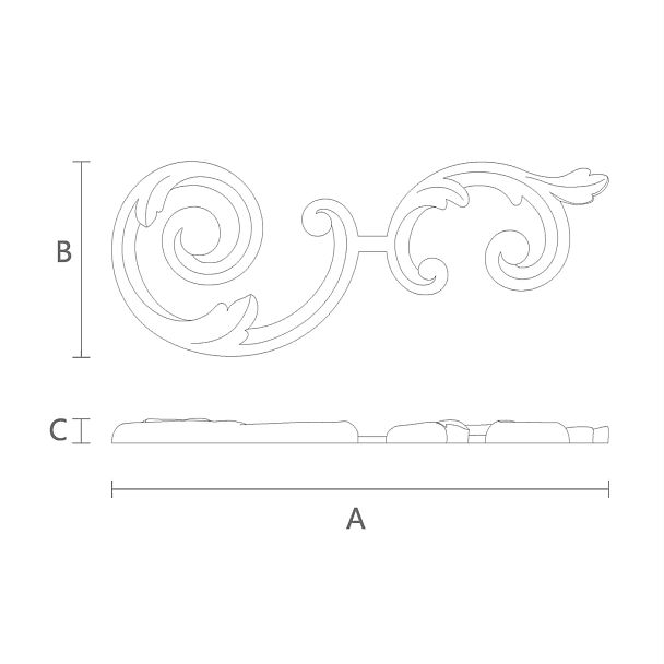 Деревянный декоративный элемент N-284R с резьбой по дереву чертеж