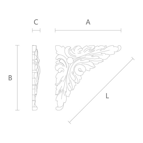 Резная угловая накладка из дерева N-227 чертеж
