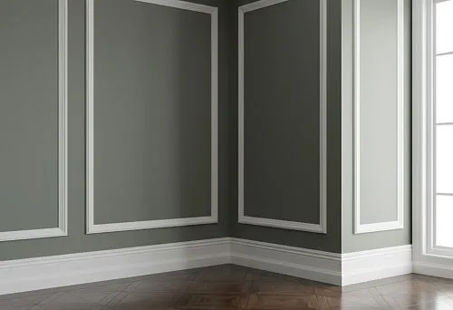 Интерьер с плинтусами HIWOOD на полу и стенах, демонстрирующий аккуратное и гармоничное оформление стыков и углов помещения.