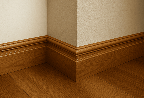 Деревянный плинтус окрашенный в тон пола по каталогу RAL