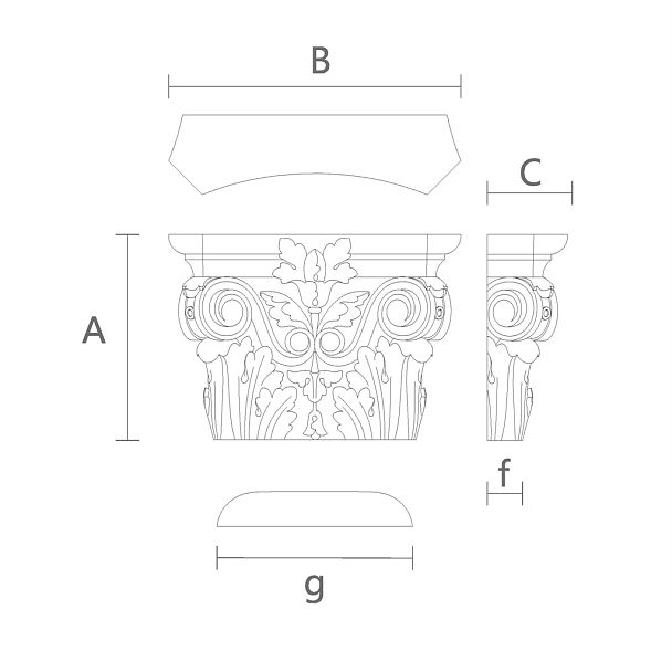 Деревянная Капитель Ставрос KL-014.02 чертеж