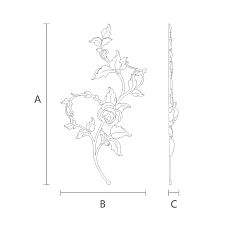 Схематический чертёж с размерами лепного декора NPU-469L для монтажа на различные поверхности