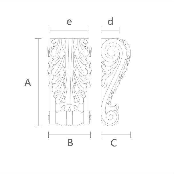 Чертеж  резной кронштейн КР-003 из массива дерева