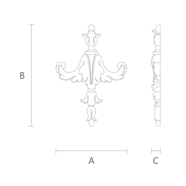 Резная накладка N-113 из дерева чертеж