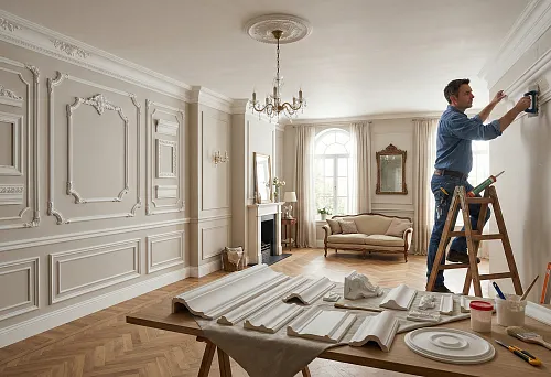 Лепнина на стены: виды декора, как клеить, фото в интерьере