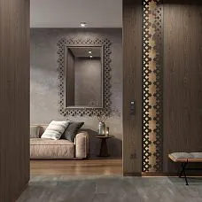 Рама для зеркала RM-056 в современном интерьере — деревянная рама темного оттенка