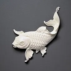 Резная накладка NPU-483R из полиуретана STAVROS в виде объёмной фигуры рыбы с выразительной детализацией для интерьера, правая