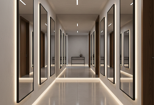 Интерьерная ось: когда все зеркала стоят над одной линией плинтуса