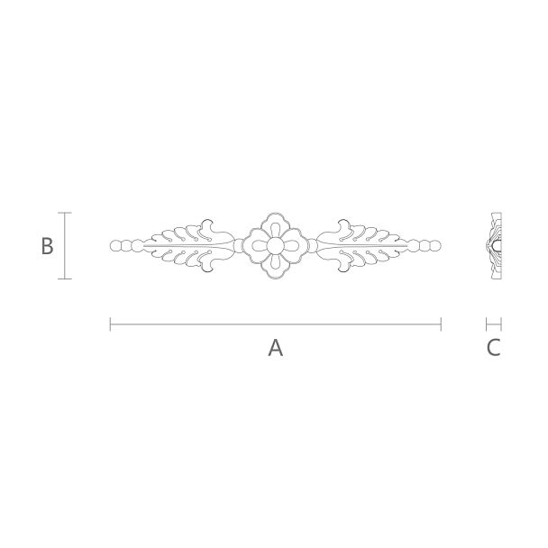 Накладка N-071 - деревянный декор с цветочным орнаментом чертеж