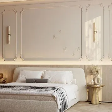 Комплект лепного декора CPU-2-4, декоративная настенная рамка с фигурными угловыми элементами