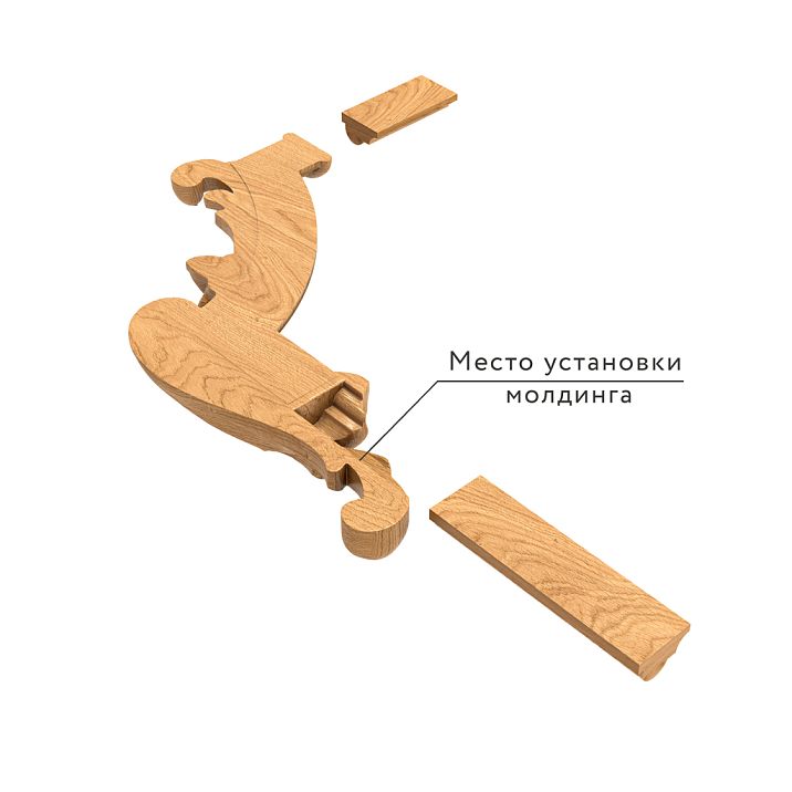 Резная накладка MLD-4U-2R из массива бука и дуба, декор для молдингов, схема крепления