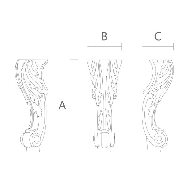 Ножки с декором чертеж для табурета, банкетки