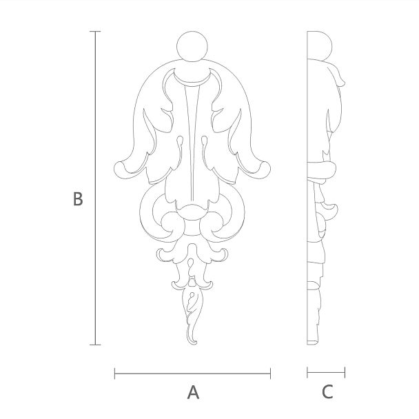 Накладка для декора из дерева с цветочной резьбой чертеж